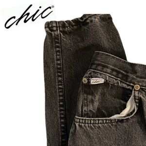 Vintage 80s CHIC Black Denim Jeans made in USA -EUC- Sz 10 tall TV Film costume